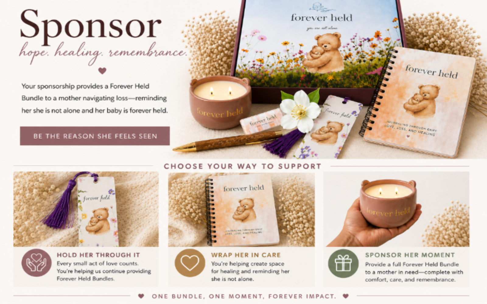Sponsor a Forever Held Bundle.        (Not a Physical Product)